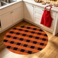 thumbnail image 4 of Lypsnake Buffalo Plaid Round Doormat, 27.5 Inch Black Orange Checkered Circular Floor Mat for Christmas Tree Base & Entryway Entrance Patio Porch Home Decor, 4 of 6