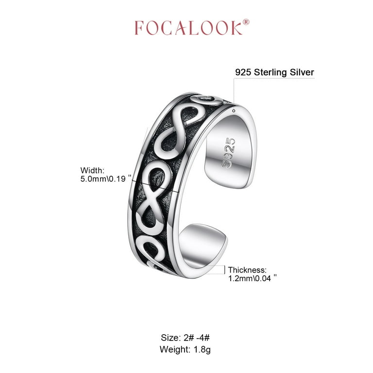 FOCALOOK Adjustable Toe Rings For Women – 925 Sterling Silver, Open Design With CZ – Summer Foot Jewelry Gift