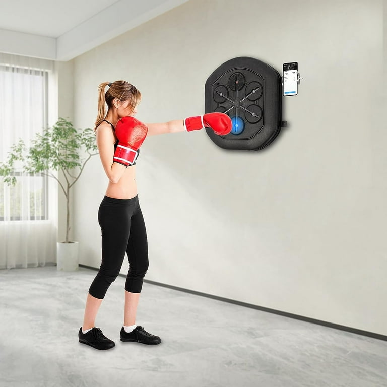  Music Boxing Training Machine, Smart Music Wall Mounted  Punching Sports Equipment with Professional Boxing Gloves, 9 Gear Speed  Mode, Hand/Eye/Speed Reaction for Stress Relief (Black) : Sports & Outdoors