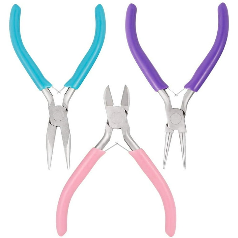 Jewelry Pliers, with Needle Nose Pliers, Round Nose Pliers and Wire Cutter  for Jewelry Making Beading Repair Supplies and Crafting (set of 3) 