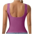 thumbnail image 6 of Ladies Sleeveless Camisoles Detachable Feature Adjustable Thin Straps Light Stretchy Shirts for Casual Shopping Resting Sports Occasion Wear Cami Tops (Purple,2XL), 6 of 7