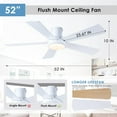 thumbnail image 2 of PHORUS 52" Modern Low Profile Ceiling Fan with Light, Remote & APP Control, Reversible Flush Mount Fan, 6-Speed for Patio, Kitchen, Bedroom – White, 2 of 8