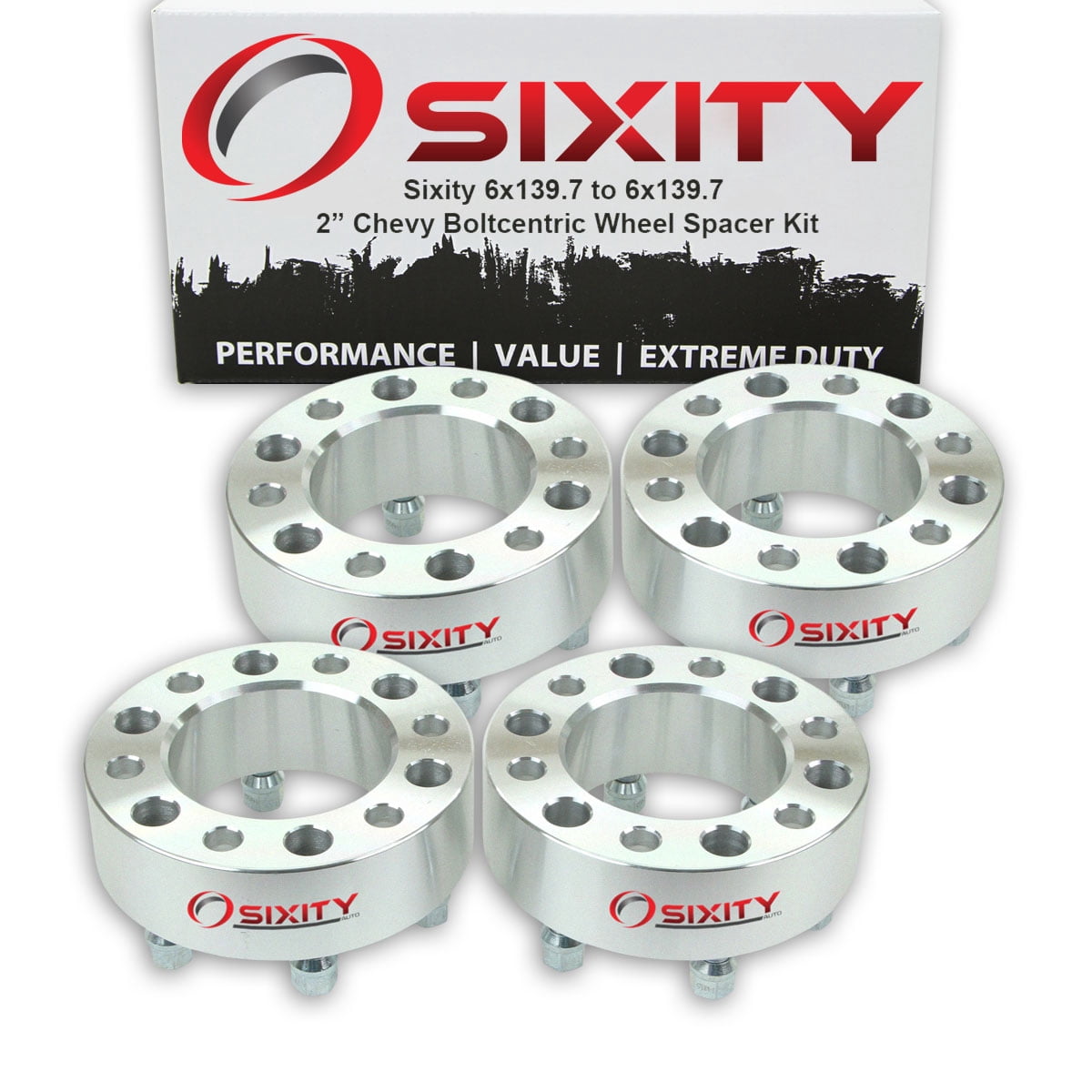 Sixity Auto 4 pc 2" 6x139.7 Wheel Spacers compatible with Chevy Colorado M12x1.5mm 1.25in Studs Lugs