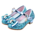 thumbnail image 2 of Ulitacool Toddler Shoes For Girls 4.5-5 Years Girls Sparkle Shoes Baby Crystal Sandals Princess Pearl Shoes Comfortable Feetwear Blue, 2 of 7