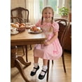 thumbnail image 3 of BemeyourBBs Toddler Baby Girls Big Sister Dress Outfit Spring Summer Plaid Gingham Dress Big Sis Letters Embroidery Short Puff Sleeve Doll Collar Bow Casual Dress Sundress, 3 of 9