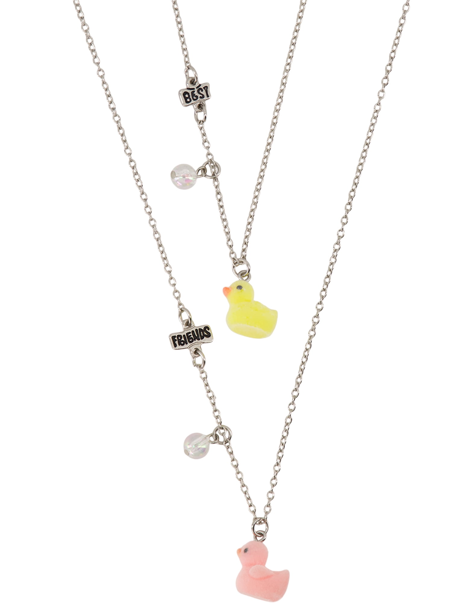 Claire's Children's Best Friends Forever Fuzzy Rubber Ducky Charm Necklaces, 2-Pack