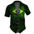 thumbnail image 5 of Camisetas gráficas con la bandera de Brasil impresas en 3D para hombre, camiseta informal con emblema nacional brasileño, manga corta, hawaiana, blusa con solapa para hombre, 5 of 5