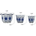 thumbnail image 2 of Galt International Blue & White Floral Porcelain Ceramic Decorative Flower Pot 8"/6"/4.5" Garden Pots Chinese Asian Design - Set of 3 Cylinder Fluted Edge, 2 of 15