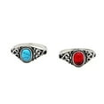 thumbnail image 3 of QQTDFG Men Women Silver Stainless Steel Vintage Blue Stone Ring Band Gift Size 6-10-Blue-9, 3 of 8