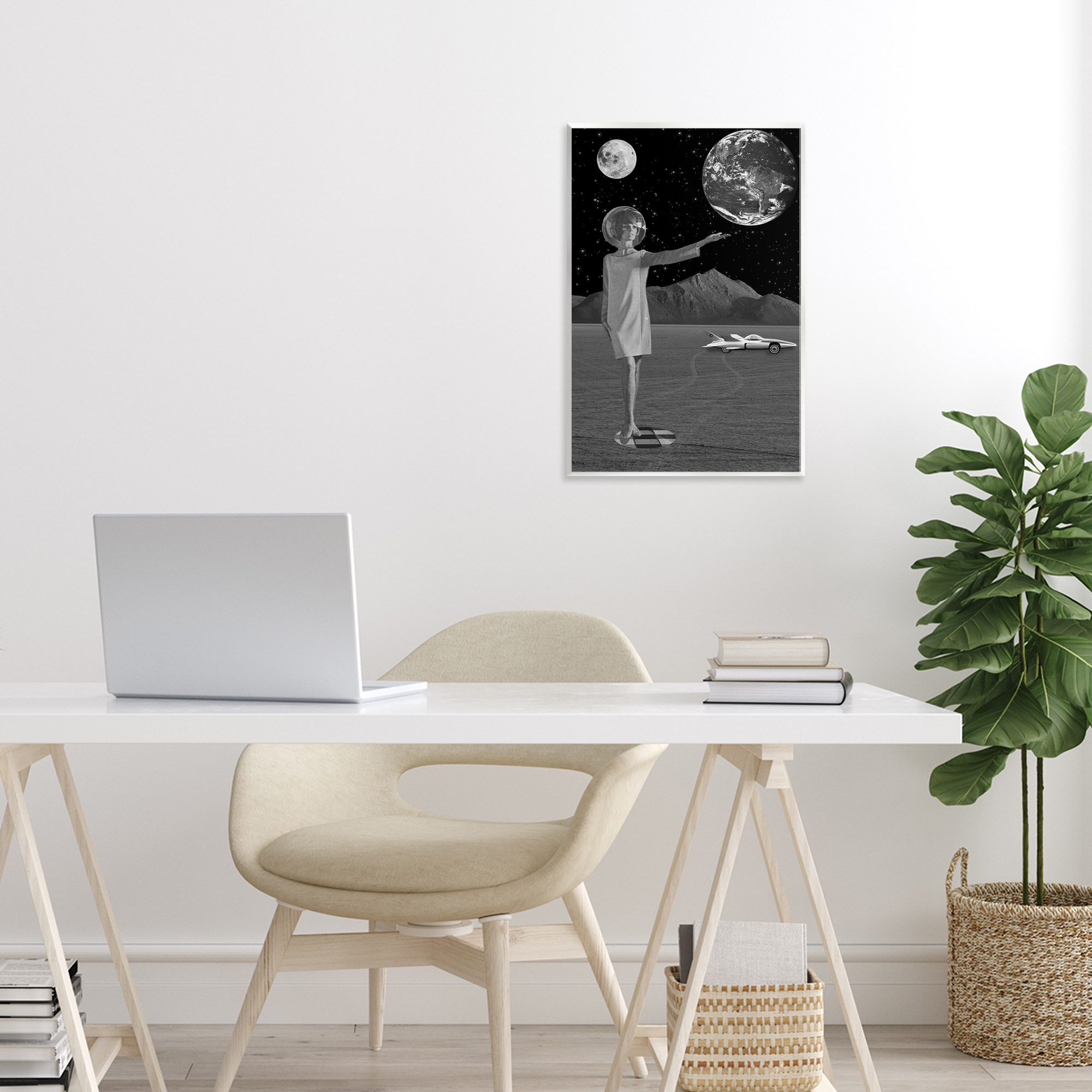 On A Mission Retro Space Wall Plaque Art, design by Elo Marc