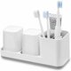 thumbnail image 1 of Soporte para cepillos de dientes, Soporte para cepillos de dientes para cepillos de dientes y Pasta de dientes, vasos para dientes, 2 vasos para dientes para baño, plástico, blanco-, 1 of 5