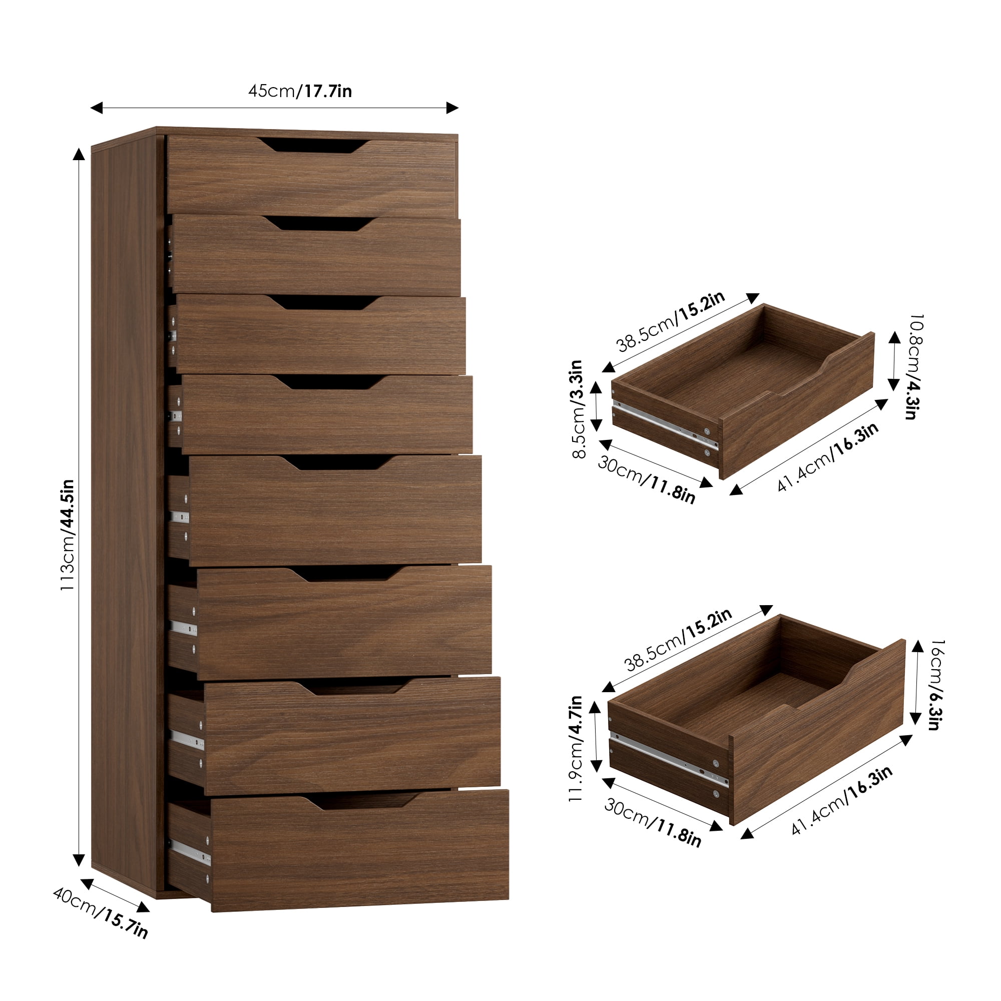 Homfa, Tall Dresser for Bedroom, 8 Drawer, Compact Black Storage -  Walmart.com