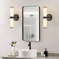 thumbnail image 4 of Modern Alabaster LED Wall Sconce - Matte Black Vanity Light for Bathroom, Bedroom & Living Room (Vertical/Horizontal Installation), 4 of 13