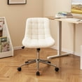 thumbnail image 4 of Costway Chaise de Bureau Sans Accoudoirs Rembourrée avec Hauteur Réglable et Roulettes pour Petits Espaces Blanc, 4 of 10