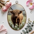 thumbnail image 7 of Canvas Wall Art Farmhouse Teal Brown Rustic Cow Dandelion Animal Highland Cow Oval Framed Canvas Prints Vintage Wall Hanging Decor for Office Kitchen Bathroom Gifts For Women 8.6"x11.4", 7 of 7