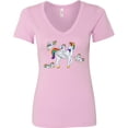 thumbnail image 3 of Inktastic Cute Unicorn Family Women's V-Neck T-Shirt, 3 of 5