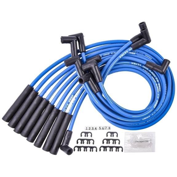 JEGS 8.5mm Blue Ultra Pow'r Wires for Small Block Ford 302 with HEI Cap
