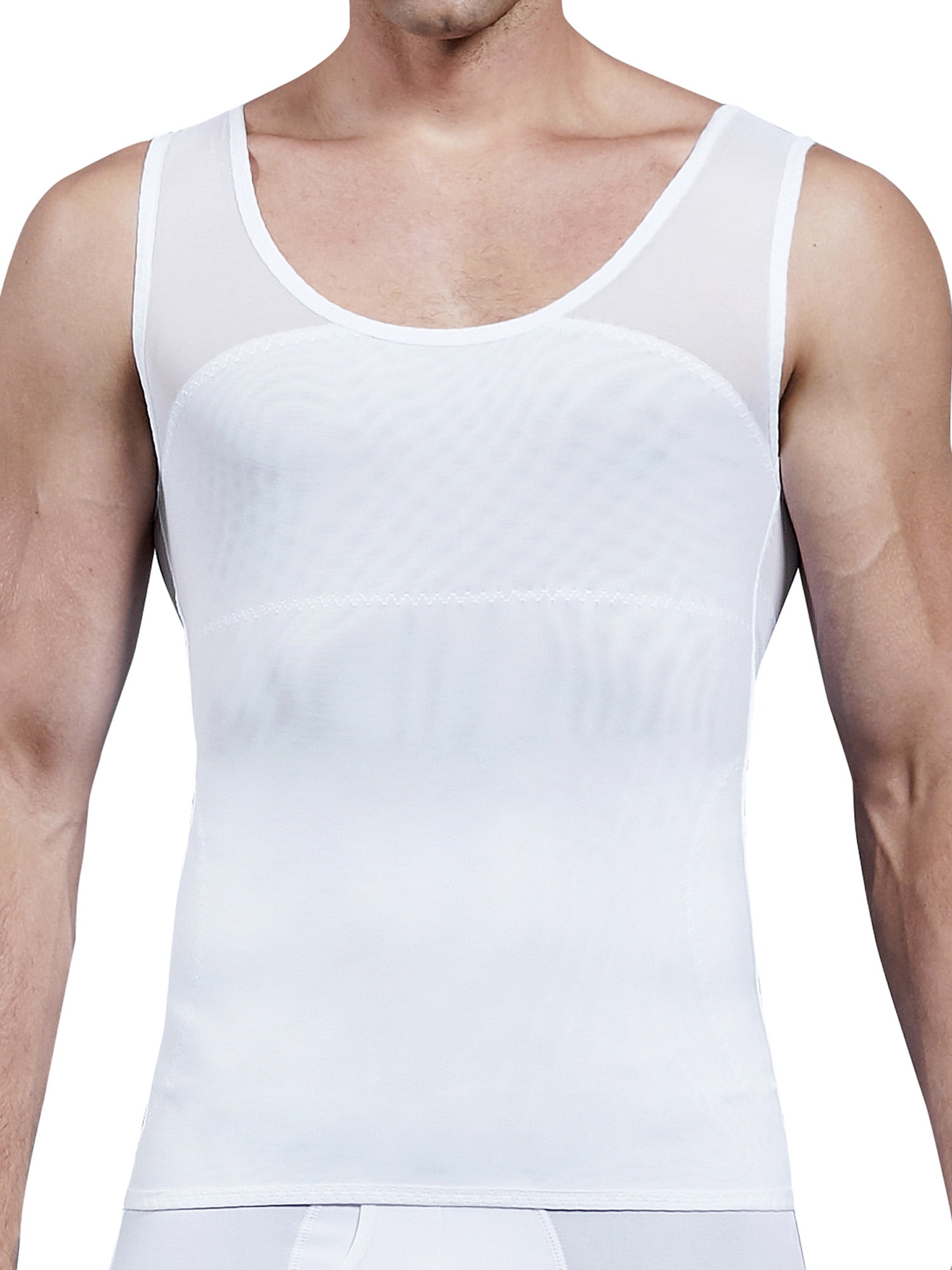 HANERDUN Men Body Shaper Chest Compression Shirt Hide Gynecomastia Moobs Slimming Vest 