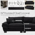 thumbnail image 4 of 84" Oversized Loveseat Sofa,Upholstered Corduroy Couch 2-3 Seater,Sailboat-Shape Loveseat with Deepseat,Soft Wide Armrest,Pillows for Living Room,Apartment,Dorm,Office,Small Space,Black, 4 of 9
