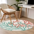 thumbnail image 5 of Teal Red Coral Round Area Rug 3 FT, Small Kitchen Bathroom Mat, Summer Ocean Nautical Coastal Rustic Burlap Washable Indoor Outdoor Throw Runner Carpet Doormat for Table Shower Sofa Entryway, 5 of 9