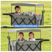 Wagon Stroller for Kids, SaveJoy 3-in-1 Collapsible Stroller Wagon for 2 Toddlers with Removable Canopy, 5-Point Harness, All-Terrain Wheels