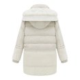 thumbnail image 5 of Jinhomg Thick Hooded Coat for Women Soft Cozy Fleece Lined Puffer Jacket Winter Plus Size Thermal Long Sleeve Double Closure Outerwear with Multi Pockets Sales Today Clearance White XL, 5 of 6