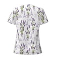 thumbnail image 3 of Goofa Lavender Flowers Pattern Womens Deep V Neck Low Cut Tops Casual Summer Short Sleeve Ribbed Knit T-Shirts-X-Large, 3 of 5