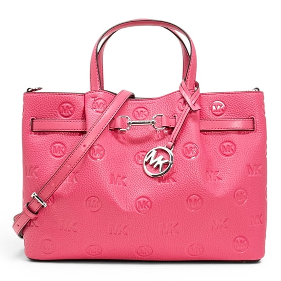 Michael Kors Women’s Carson Medium Logo Debossed Satchel (Hibiscus)