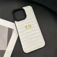thumbnail image 1 of Personalised Customized Name Leather Soft Case For iPhone 15 Pro Max 14 Pro Max 13 Pro Max 12 11 13 14 15 Plus Initial Cover, 1 of 6