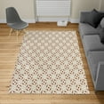 thumbnail image 2 of Modern Turkish Area Rug, Retro 60s 70s Vintage Geometrical Rounds Triangles Pattern Art Image, Soft Carpet for Living Room Decor with Distressed Look, 4' X 5.7', Pale Sepia, by Ambesonne, 2 of 4