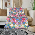 thumbnail image 3 of Mermaid Scales Blanket,Watercolor Fish Scales Decor Blankets Soft Warm Throw for Women Girls Birthday, Home Living Room Decoration 40"x50", 3 of 6