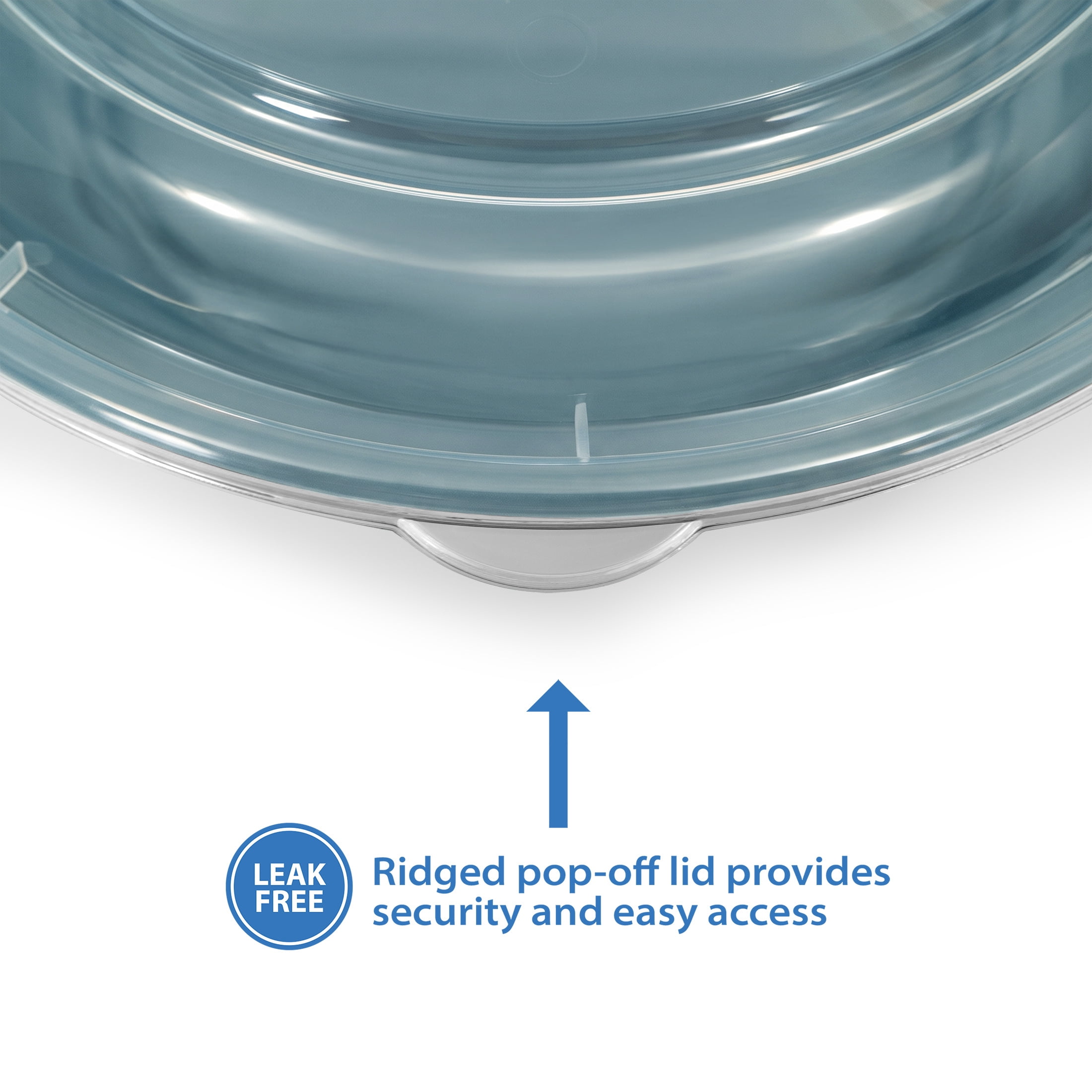 Mainstays 5-Pack 3-Compartment Round BPA-Free Plastic Meal Prep Food Storage Containers, 1L, Blue Cameo