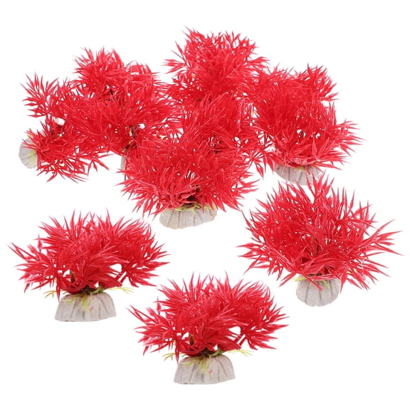 ETEREAUTY 10-Pack Red Artificial Aquarium Plants, Lifelike Plastic Fish Decorations for Freshwater and Tanks