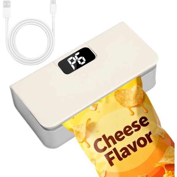 Mini Bag Sealer,Rechargeable Sealer Machine with LED Power Display,Heat Sealer and  with 6 Adjustable Gears,Portable Bag Resealer for Chips Snacks Mylar Bags (White)
