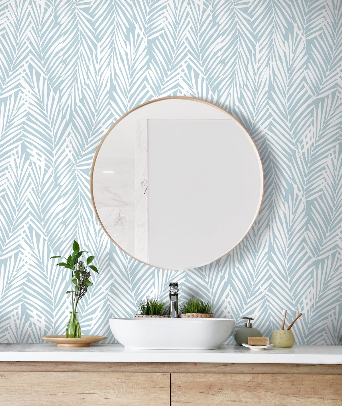 Stacy Garcia Home Blue Skies Mod Palm Peel and Stick Wallpaper