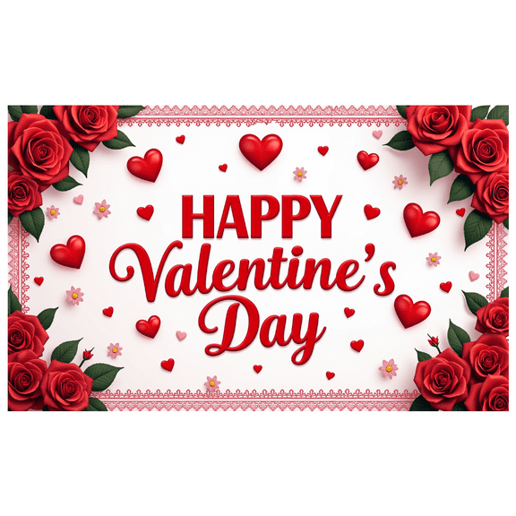 LUUFILx Valentine's Day Backdrop Banner Roses and Hearts Decoration Perfect for Party Supplies Celebration Photo Background Decoration Backdrop Valentine's Day