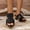 Black, variant on Women's Platform Footbed Sandals- 2025 Wide Width Slides Sandal Roman Heel Fish Mouth Platform Wedge Heel Beige Dressy Sandals/ Slides Size 8.5