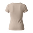 thumbnail image 6 of Womens Tops Short Sleeve Button V-Neck T Shirts Slim Stretchy Going Out Top for Women Gifts for Mom, 6 of 6