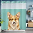 thumbnail image 2 of Sunglasses Corgi No Hook Shower Curtain with Snap in Liner Retro Funny Corgi Green Background Waterproof Bathroom Shower Curtain with See Through Top Window for Bathtub 72" x 72", 2 of 9