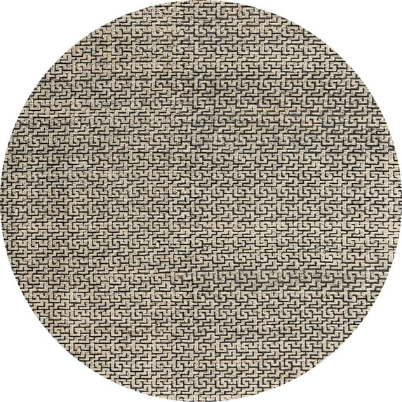 Ahgly Company Machine Washable Indoor Round Abstract Coffee Brown Area Rugs, 8' Round