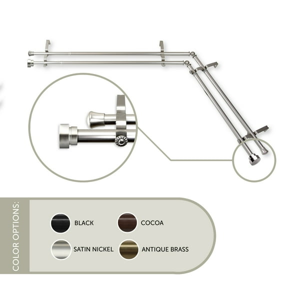 Thornhill Double Corner Window Curtain Rod 13/16 inch 120-170" - Satin Nickel