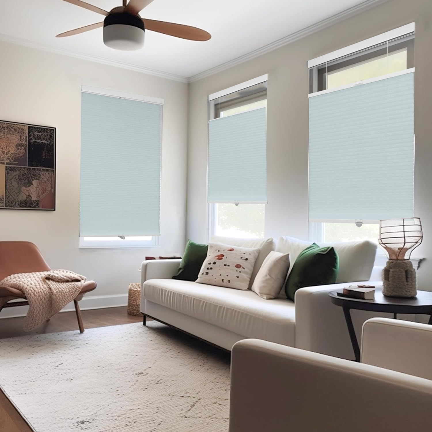 Chicology Cloud Light Filtering Cordless Top Down Bottom Up Cellular Shades 71.25 in. W x 72 in. L