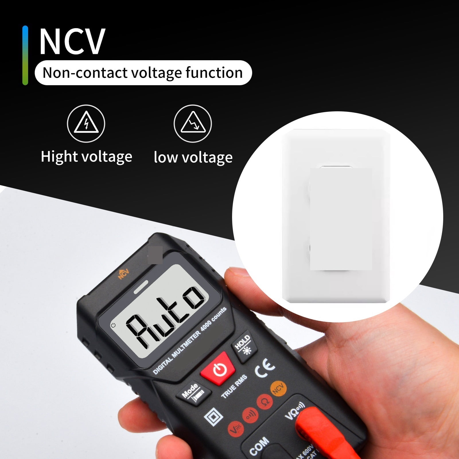 Digital Multimeter 4000 Counter Meter, Automatic/Manual Mode Continuity Tester, Voltage AC/DC Multi Tester, Voltage,Resistance ,Battery Test