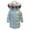 Blue, variant on Girl Metallic 𝖲hine Puffer Jacket Winter Warm Mid Long Hooded Down Coat Lightweight Thick Parka Padded Outwear Waterproo𝖿 Windproof Thermal Apparel
