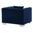 thumbnail image 3 of Velvet Accent Chair - Modern Living Room Seating, Blue Upholstery, Metal Legs, Comfortable Armchair, 3 of 5