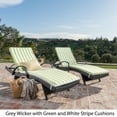thumbnail image 3 of Noble House Salem Outdoor Wicker Arm Chaise Lounge in Green and White (Set of 2), 3 of 19