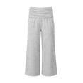 thumbnail image 6 of qolati Girls Yoga Pants Fold Over Low Waist Wide Leg Sweatpants Flare Leggings Bell Bottoms Y2k Lounge Trousers 5-14 Years Gray, 6 of 7
