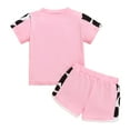 thumbnail image 4 of Sopiago Baby Girl Summer Outfit Cow Print Short Sleeve T Shirt Tops and Stretch Shorts Toddler Girl Clothing Set Pink,6-9 Months, 4 of 7