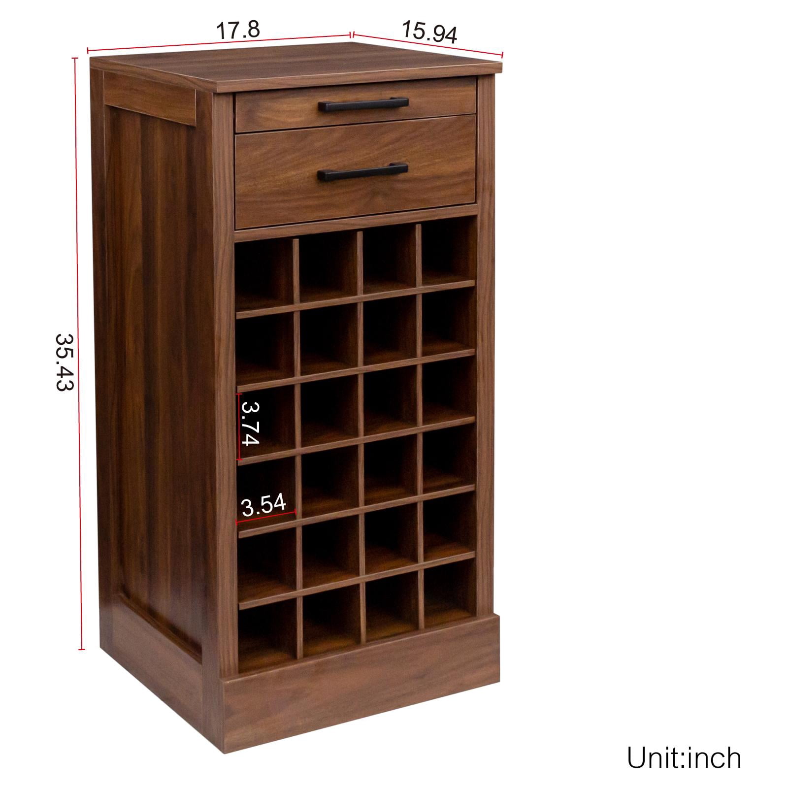 24 Wine Bar Cabinet,Farmhouse Wine Bar Cabinet Buffet Cabinet & Sideboard Cupboard for Living,Dining Room,Walnut Brown
