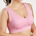 thumbnail image 6 of Women Pure Color Plus Size Ultra-Thin Large Bra Sports Bra Full Bra Cup Tops Comfort Workout Bras Pink XL, 6 of 9